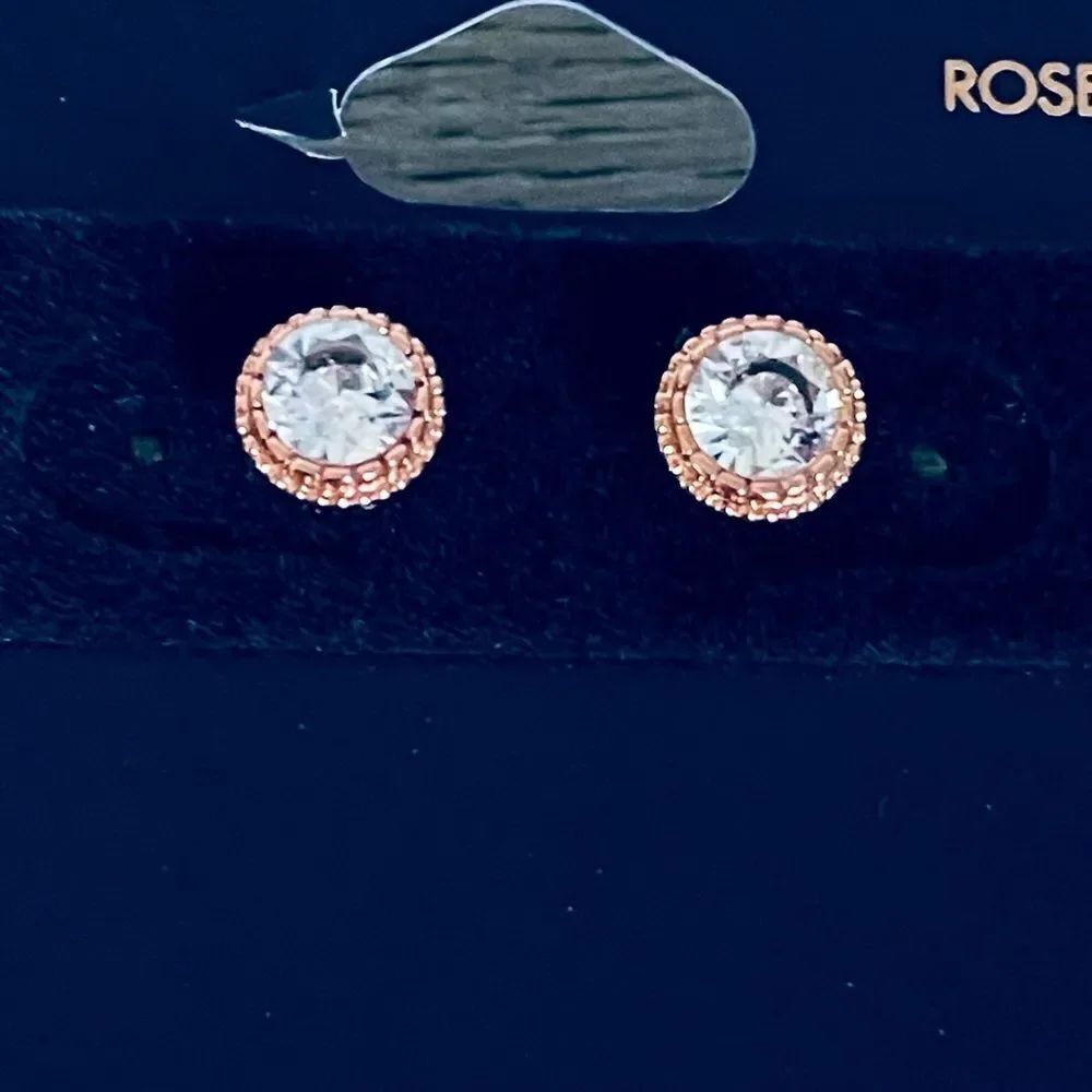 18K Gold Plated CZ Claire’s Rose Gold Stud Earrings